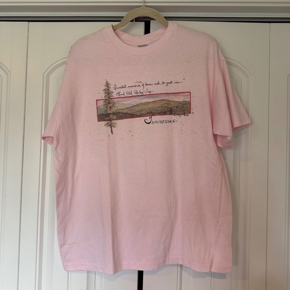 New Vintage Baby Pink Rocky Top Tennessee Graphic T-shirt 90s Y2K 2000s - Picture 2 of 4